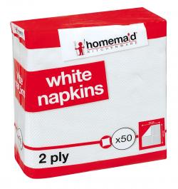 WHITE NAPKINS 50pk 2ply