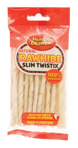 NATURAL RAWHIDE TWIST STICKS 80g