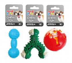 SQUEAKY DUMBBELL RUBBER TOYS ASSORTED